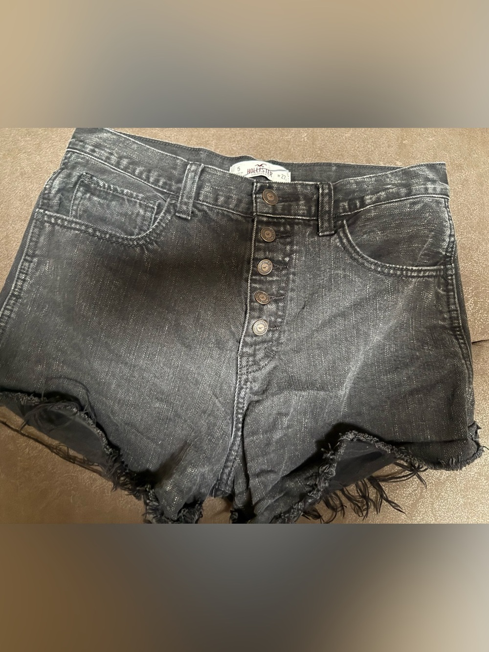 Hollister Juniors size 5 Washed Black Button-Fly Denim Shorts